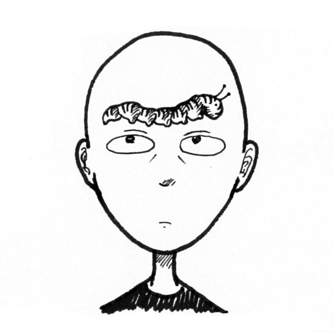 Caterpillar self-portrait illustration by Andrew Attwell